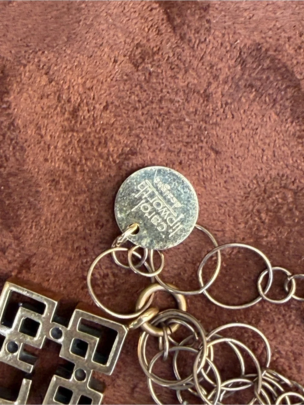 Carol Lipworth Sapphire Antique Coin Vulcanized Silver Bracelet CLD 808